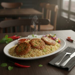 Chapli Kabab Over Rice